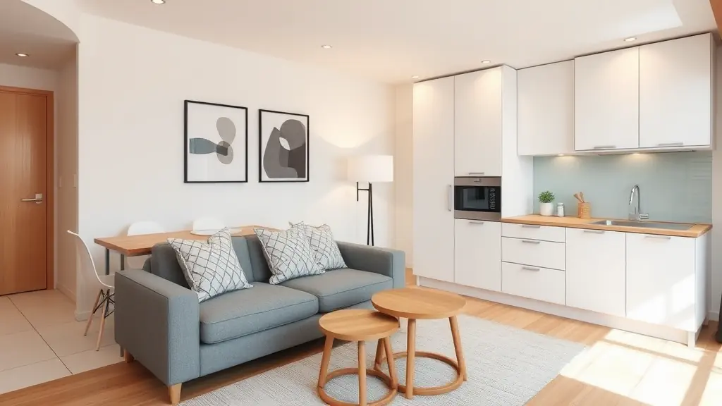 petit salon avec cuisine ouvert by sophie